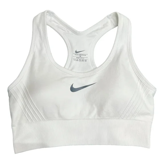 Nike Women’s Seamless Swoosh Sports Bra – White – Size M