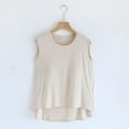 thumbnail image 1 of SDNall Blouse Femme Unie Décontractée Mode Col Rond Régulière Sans Manches Vêtements de Nuit Hauts, 1 of 9