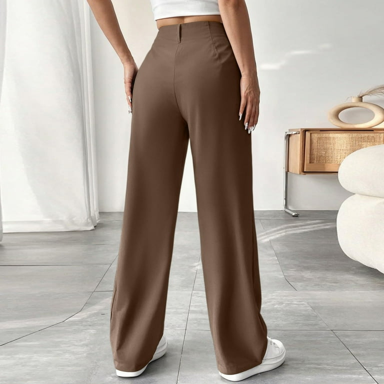 Tianiyouqing Office Elegant Pants for Women Twill Elastic Waist