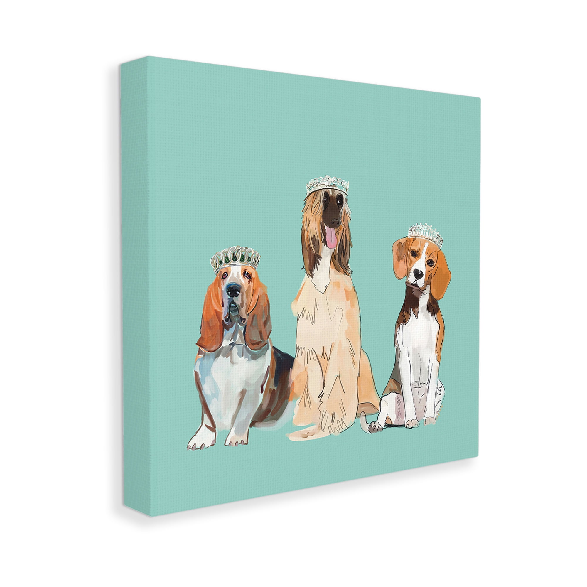 Stupell Industries Regal Dogs with Crowns Animals & Insects Painting Gallery Wrapped Canvas Art Print Wall Art, 17 x 17
