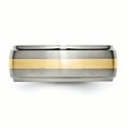 thumbnail image 3 of Titanium Ridged Edge 14k Yellow Inlay 8mm Brushed/Polished Band Size 9.5, 3 of 6