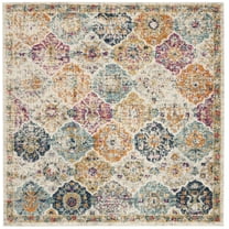 SAFAVIEH Madison Judith Distressed Area Rug, Cream/Multi, 5' x 5' Square