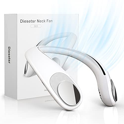 Hands Free Neckband Cooling Fan 18 Hours Run Time Low Noise & 3 Speeds with USB-C Charge Port CLELO Portable Neck Fan 9000mAh Rechargeable Personal Fan Bladeless Neck Fan Ice White