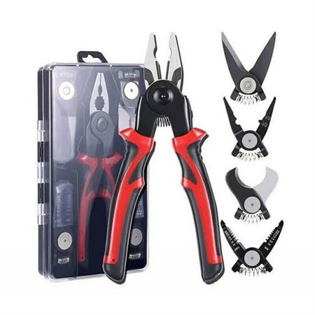 

5 In 1 Plier Tool Set Combination Interchangeable Pliers Kit With Cable Cutters Wire Stripper Scissor Crimping Plier Multipurpose Combination 8 Inch Pliers Electrician Specific Tools