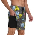 thumbnail image 3 of Balery Geometric Mens Swim Trunks Swim Shorts for Men Quick Dry Inseam Beach Shorts with Compression Liner Pocket-Small, 3 of 9