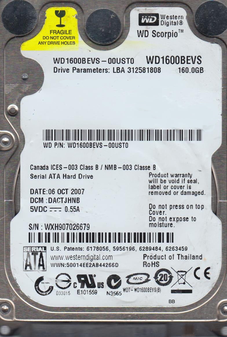 WD3200BMVU-11A04S0 DCM HBNTJABB Western Digital 320GB USB 2.5 Hard Drive 