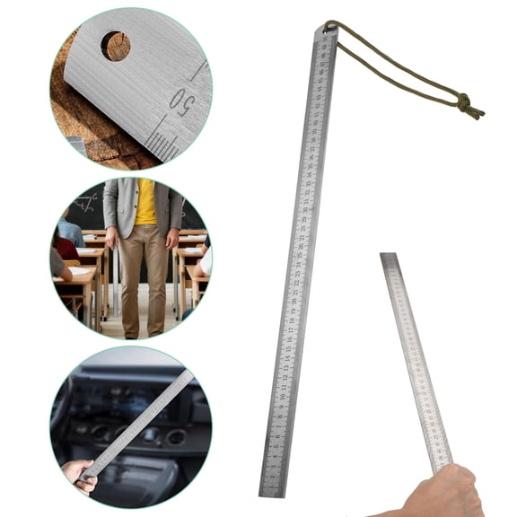 Stainless Steel Ruler, TSV Double-Sided Edge Metal Measuring Tool, 50 cm / 20 in, for Engineering and Teaching