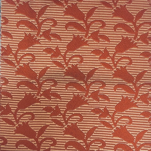 Decora Furnishings 54-Inch Polyester-Cotton Fabric Blend, Jacquard Fleur Rose Design, Rust