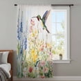 thumbnail image 4 of Floral Hummingbird Sheer Curtains 45 Inches Long, Spring Watercolor Flowers Light Filering Curtains, Breathable Simi Curtain Privacy Drapes for Kitchen Bathroom Lightweight Small Window Treatment, 4 of 9
