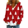 thumbnail image 2 of BLTIBY Christmas Sweaters for Women Ugly Funny Xmas Tree Printed Button Up V Neck Long Sleeve Cardigan Fall Winter Knitted Outerwear Coat Red XL, 2 of 5