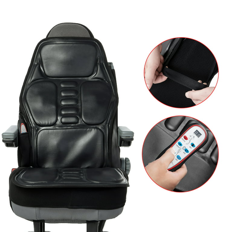 PU Leather Electric Heating Massager Cushion for Car Cargo Truck Home Use 9  Motors Vibration Neck Back Pain Relief Massage Mat