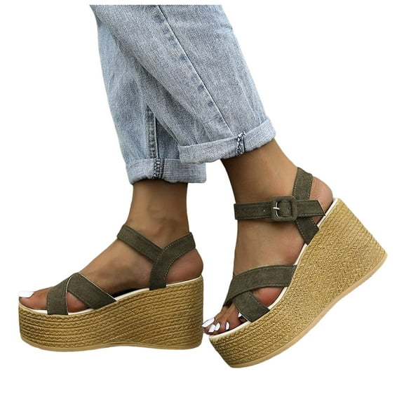 Womens Chunky Sandals 2025 Fashion Casual Open Toe Platform Wedge Heeled Ankle Strap Dress Sandals for Ladies