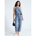 thumbnail image 2 of Free Assembly Women's Striped High Rise Cropped Barrel Jeans, 26" Inseam, Sizes 0-16, 2 of 5