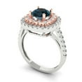 thumbnail image 2 of 1.615 ct Round Cut Natural London Blue Topaz Solitaire with Simulated Diamond Accents 14K White/Rose Gold Womens Engagement Ring, 2 of 5