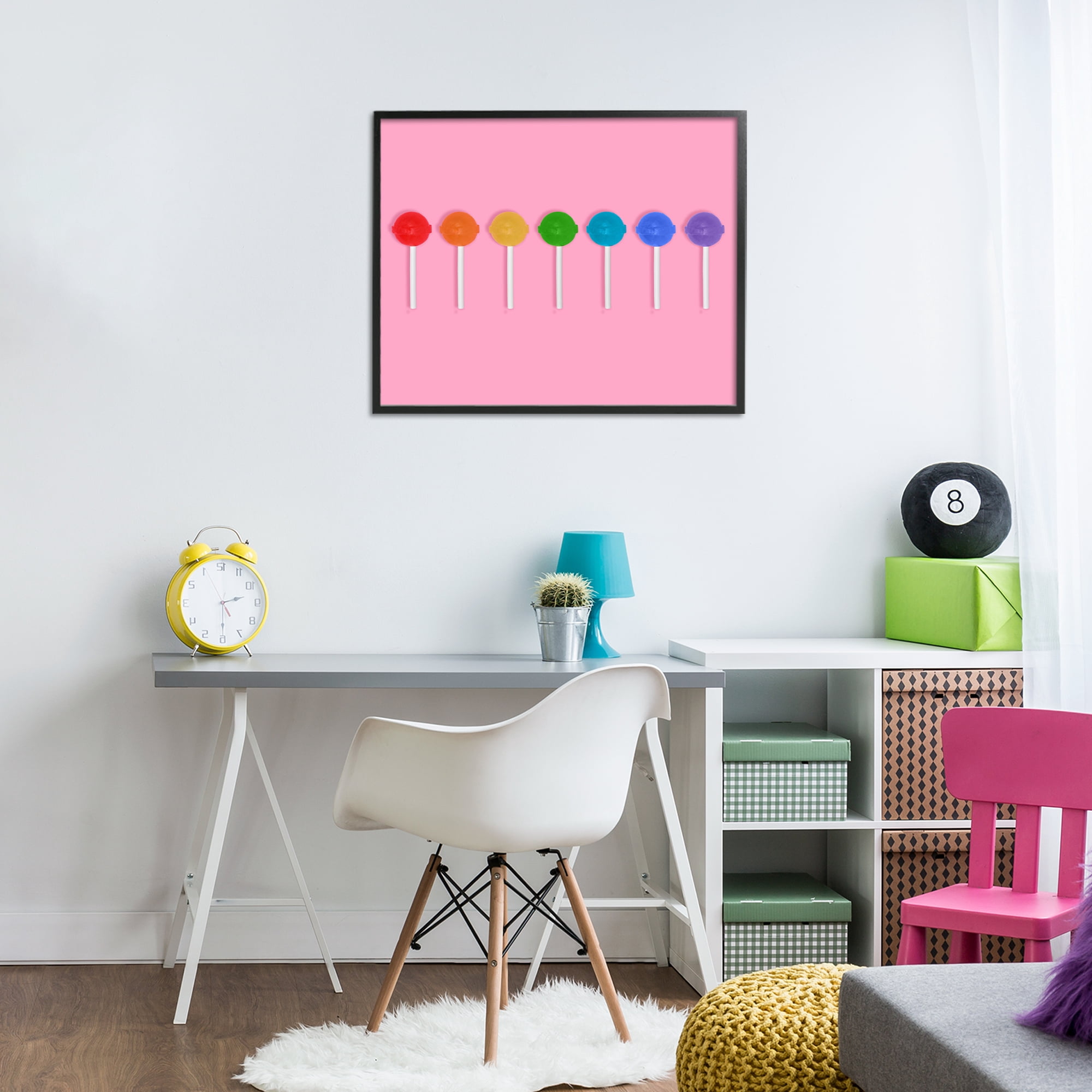 Stupell Industries Row of Rainbow Lollipops Black Framed Giclee Art, design by LISH Creative