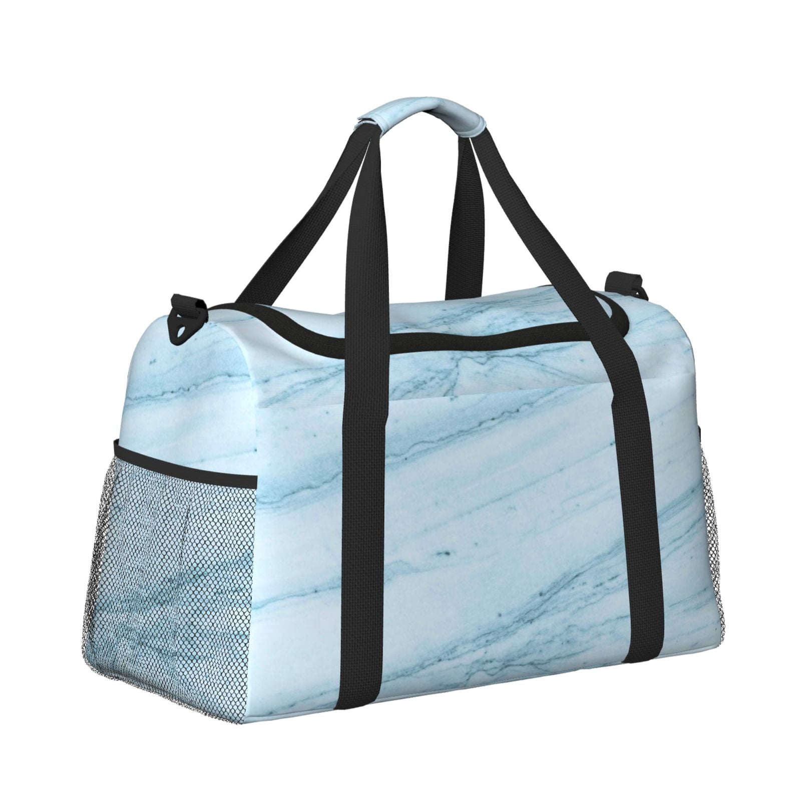Fuzoiu Blue Marble Print Travel Duffle Bag,Carry On Tote Bags,Duffel Bag,Sport Gym Bag, Hospital Bag for Labor and Delivery, Overnight Bag,Luggage Bag