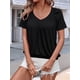 thumbnail image 5 of Camisetas Casuales de Verano para Mujer, Camisetas de Corta con Cuello en V, Camisetas Negras M, 5 of 7