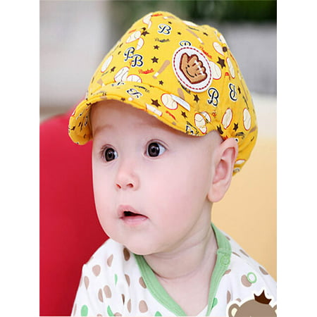 Baby Boy Girl Kid Toddler Infant Hat Peaked Baseball Beret Cap Yellow