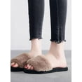 thumbnail image 4 of Faux Fur Slippers for Women,Fuzzy Slides Fluffy Sandals Open Toe Indoor Outdoor,Soft Flat Comfort Sandals, 4 of 6