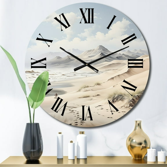 Designart "Dune Dreams Beach Photo II" Nautical & Beach Oversized Wall Clock