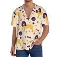 thumbnail image 3 of Xecao offers the Cartoon Poodle Dog for Men's Casual Short-sleeved Shirt, a button-up collared shirt with a pocket, perfect for beach vacations and yacht travel in the Small size., 3 of 7