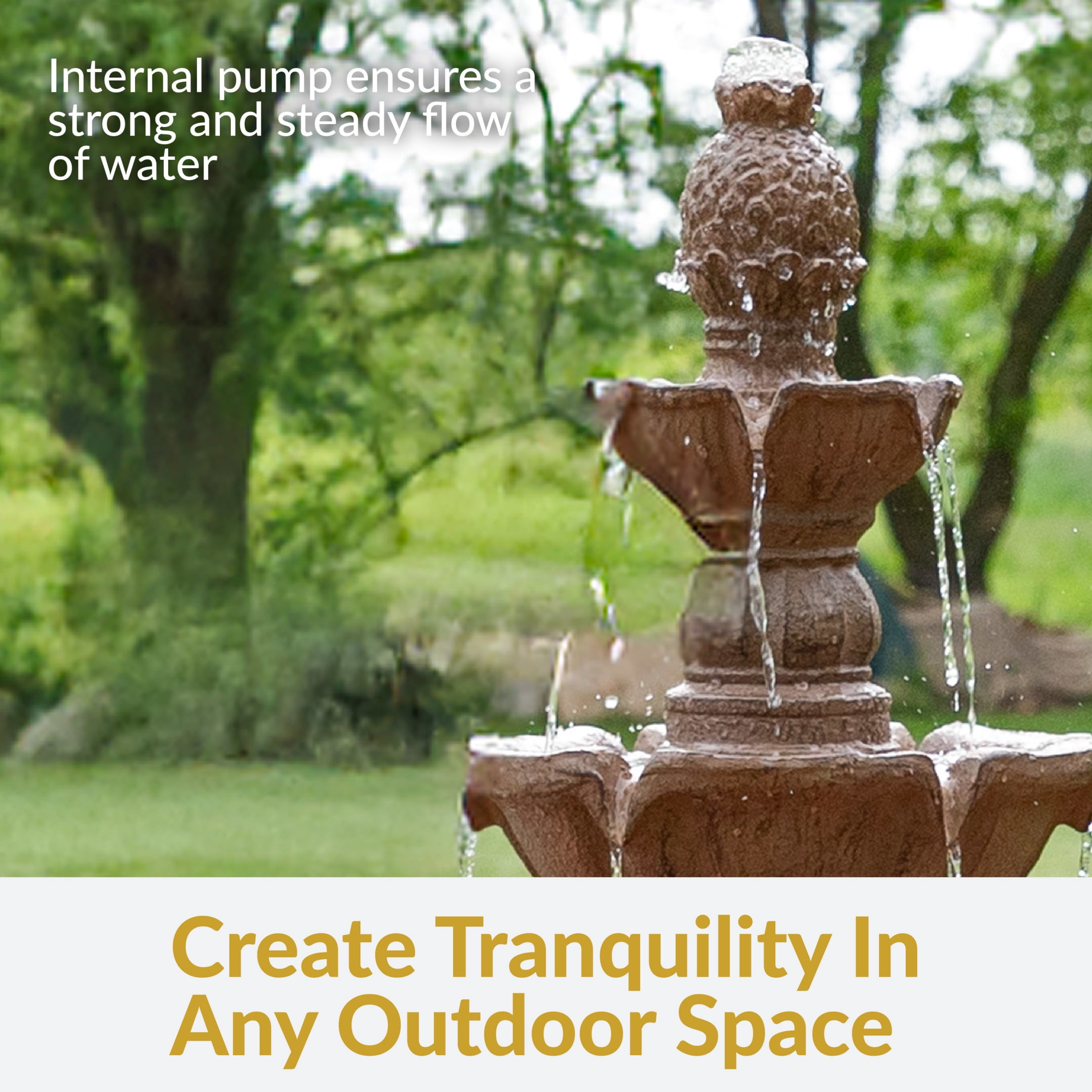 Sunnydaze Pineapple Traditional Earth Resin 4-Tier Outdoor Water Fountain