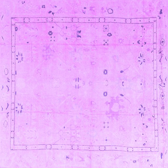 Ahgly Company Indoor Square Oriental Purple Traditional Area Rugs, 4' Square