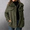 thumbnail image 2 of FRSASU Fleece Jacket for Women Fuzzy Fleece Open Front Lapel Cardigan Fluffy Winter Coats Outerwear with Pockets Army Green, 2 of 7