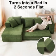 105Oversized L-Shaped Couch,Cloud Sectional Couch With Chaise,Modular Sofa Deep Seat And Removable Armrests,Sectional,Right Facing Plush Corduroy Fabric,Pillow-Back,Living Room Decor Additions,Green