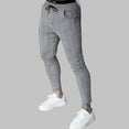 thumbnail image 2 of USNSM Men's Plaid Sweatpants Casual Fitness Slim Fit Joggers Drawstring Elastic Waist Straight Leg Pants with Pockets Gray S, 2 of 8