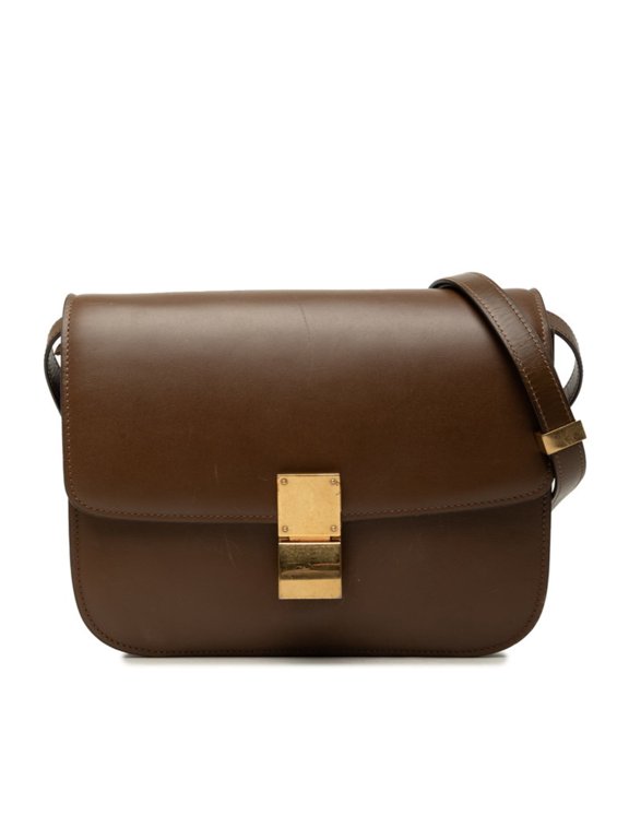 Pre-Owned Celine Classic Box Crossbody Shoulder Bag, Brown with Gold Hardware, Leather, Women's.
