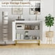 thumbnail image 3 of QinaQin Aparador buffet de 31.5 pulgadas con puertas en patrón espiga y repisa ajustable, mueble de almacenamiento para entrada, comedor o sala, 3 of 8