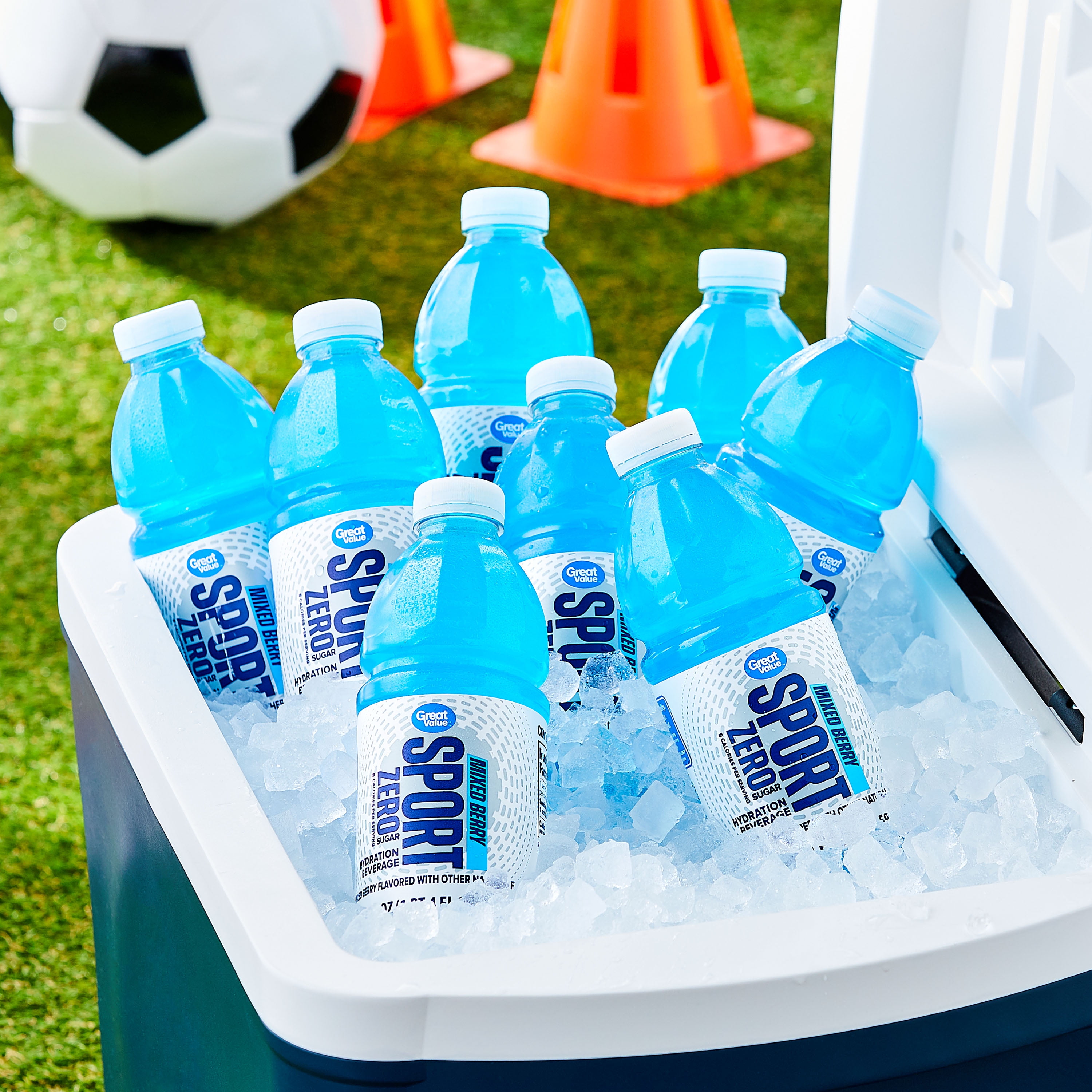 Great Value Zero Sports Hydration Drink, Mixed Berry, 20 fl oz, 8 Bottles
