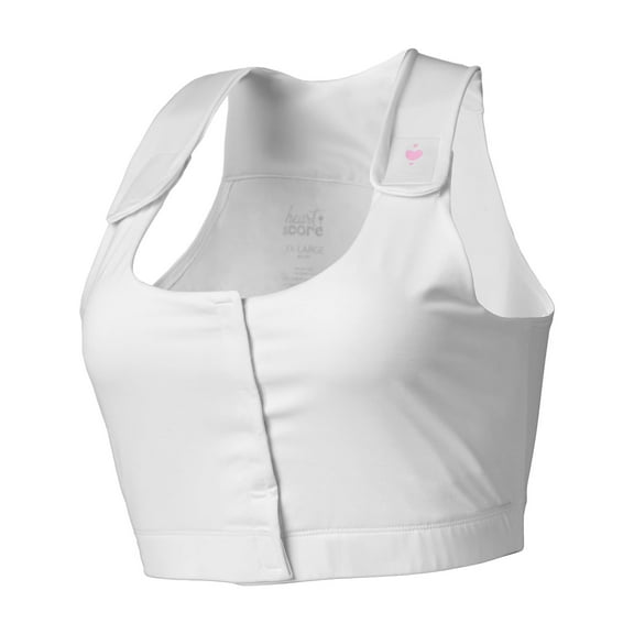 heart&core Serena Bra, Post-Surgery, Racerback with Pockets, White, Large, 1 Ct