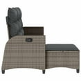 thumbnail image 4 of vidaXL Reclining Garden Sofa with Cushions L-shaped Grey Poly Rattan, 4 of 5