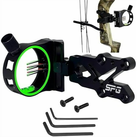 Archery 5 Pin Bow Sight .029 Fiber Optics Sight with Rheostat Light & Reversible Mount Design for Compound Bow (Right Hand)$$Other