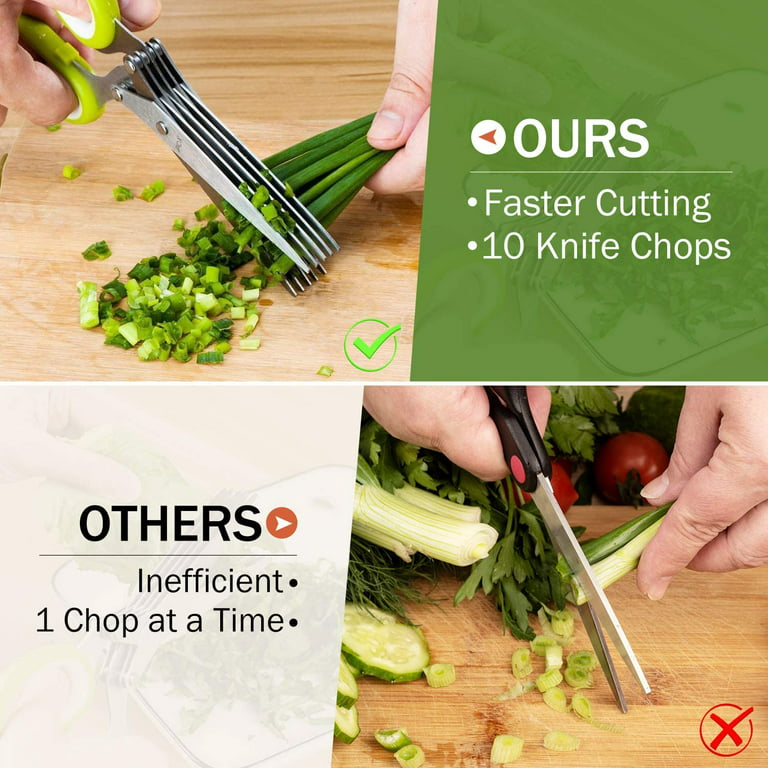 Kitchen Scissor 5 Blade Stainless-steel Herb Shears With Protective Cover  Cleaning Comb Ideal for Cutting Basil Parsley Cilantro 
