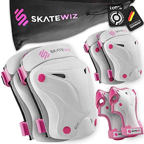 SKATEWIZ Knee Pads for Kids 8-14 - rip Stick Knee and Elbow Pads for Kids 8-14 - Protective Gear Set Skateboard Pads - Ripstik Inline Skating Skateboarding Derby Roller Skate