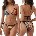 thumbnail image 3 of Naloa Color Splash Fox Portrait Print Women Halter Bikini Set ,Two Piece Triangle Swimsuit,Tie Bathing Suit,Sexy Triangle Two Piece Swimwear, 3 of 5