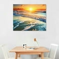 thumbnail image 2 of GOSMITH  Canvas Prints Wall Art Beach Sunset Ocean Waves Nature Pictures Stretched Canvas Wooden Framed for living Room Bedroom and Office, 2 of 4