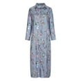 thumbnail image 2 of QLEICOM Women's Casual Turn-down Collar Shirt Dresses Long Sleeve Button Down Long Dress Bohemian Floral Mid Waist Dress with Pockets Summer Beachwear Temperament Maxi Dress Light Gray M, 2 of 5