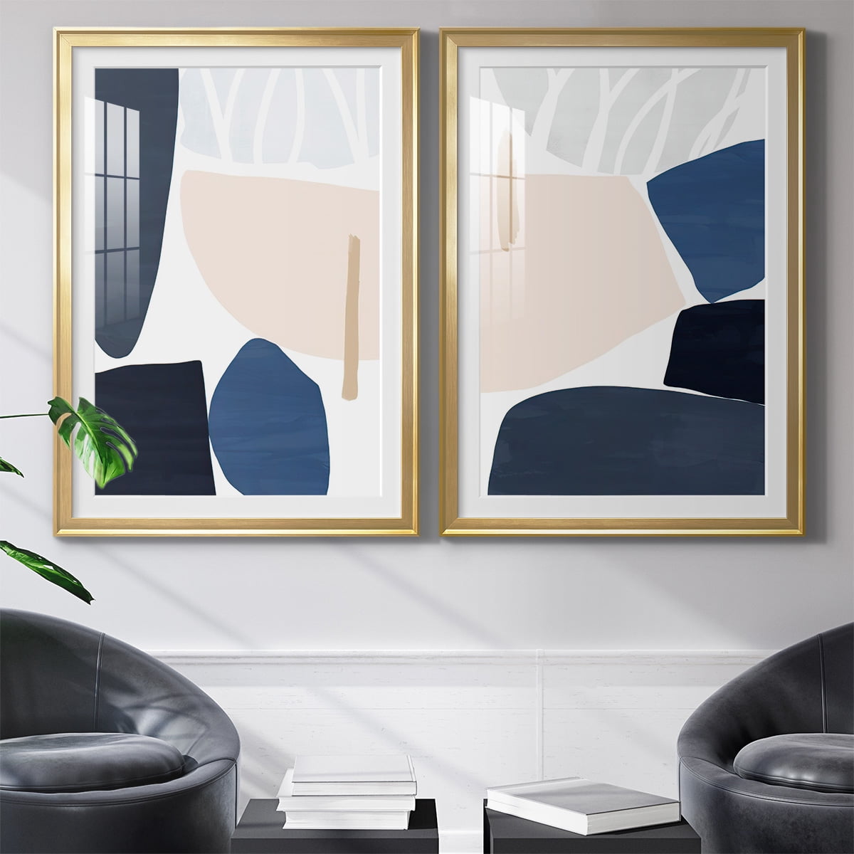 Wexford Home Denim and Sand I Premium Framed Print, 26.5" x 36.5" - Ready to Hang, Gold (Set of 2)