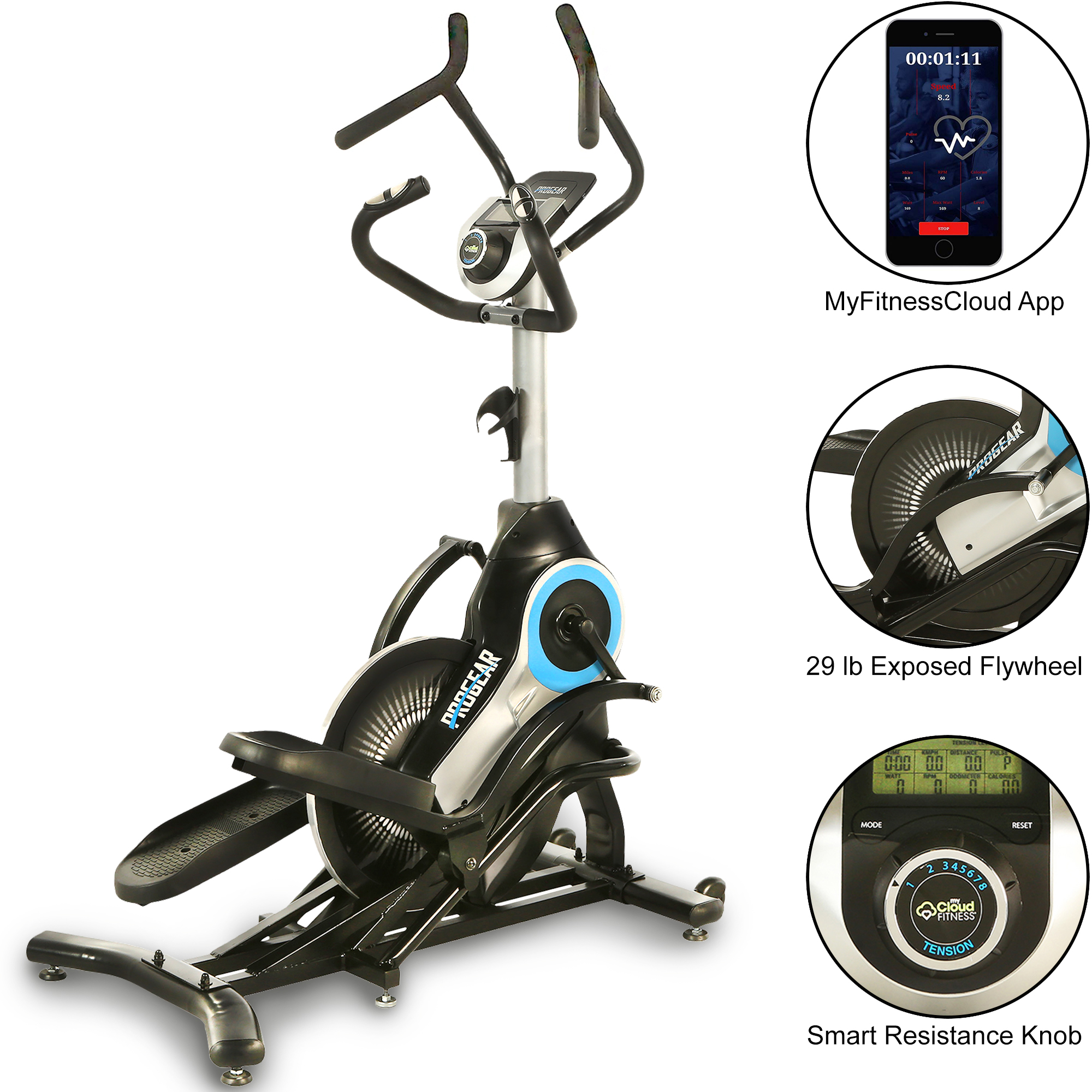 PROGEAR 9900 HIIT Bluetooth Smart Cloud Fitness Crossover Stepper/ Elliptical Trainer with Goal Setting and Free App - image 3 of 19