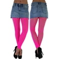 thumbnail image 3 of ToBeInStyle Women's Footless Multi-Dimensional Diamond Net Tights - Neon Pink - One Size, 3 of 6