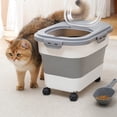 thumbnail image 3 of 33 LB Collapsible Dog Food Storage Container, Large Pet Food Container with Lids Scoop, Airtight Cat Food Storage with Wheels, Kitchen Rice Cereal Storage, 3 of 6