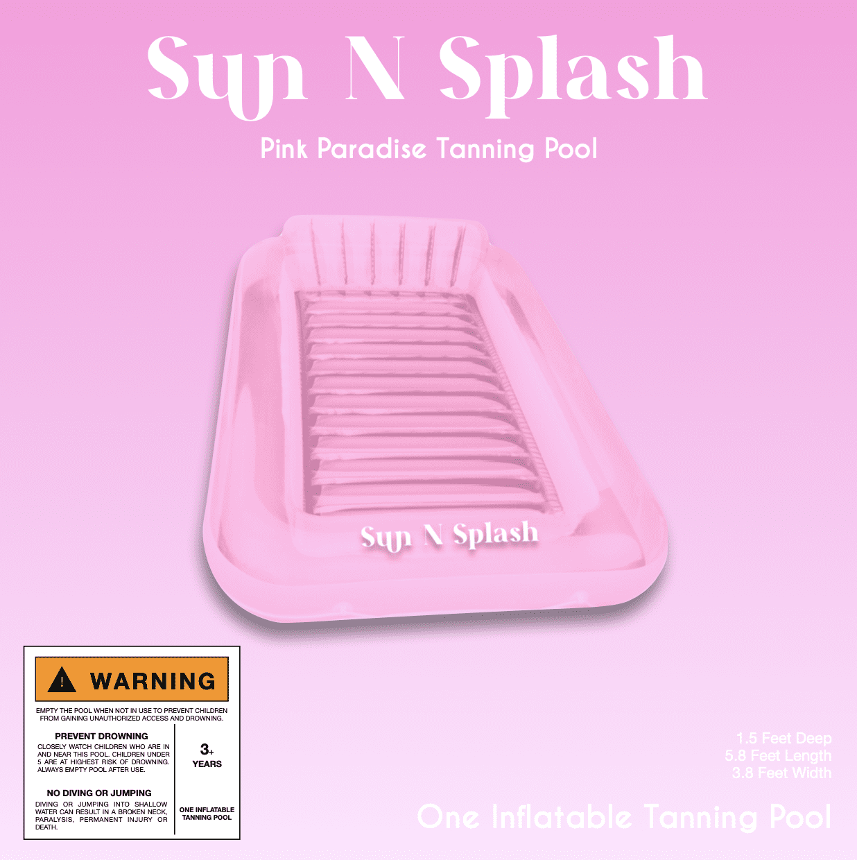 (2 pack) Pink Paradise Inflatable Tanning Pool by Sun N Splash Swimming Pool Type Tanning Pool