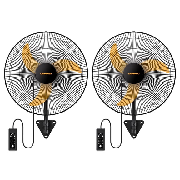 CAMMOO 2-Pack 20" Oscillating Wall Mount Fan with 600D Oxford Cover, 3-Speed High Velocity Industrial Commercial Outdoor Fan with 3.3ft Wired Remote, 6.6ft Power Cord for Garage, Workshop, Gym