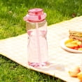 thumbnail image 5 of Extra Large 68 oz Sports Water Bottle with Straws Time Marker Handle Dual Drinking Lid Lightweight Portable Hydration Jug Pink, 5 of 9