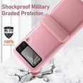 thumbnail image 3 of Compatible Galaxy Z Flip 3 Case with Hinge Protection,Heavy Duty Protective Slim Hard PC+PU Leather Shockproof Phone Cover for Samsung Galaxy Z Flip 3 5G Phone Case Women Girls- Pink, 3 of 16