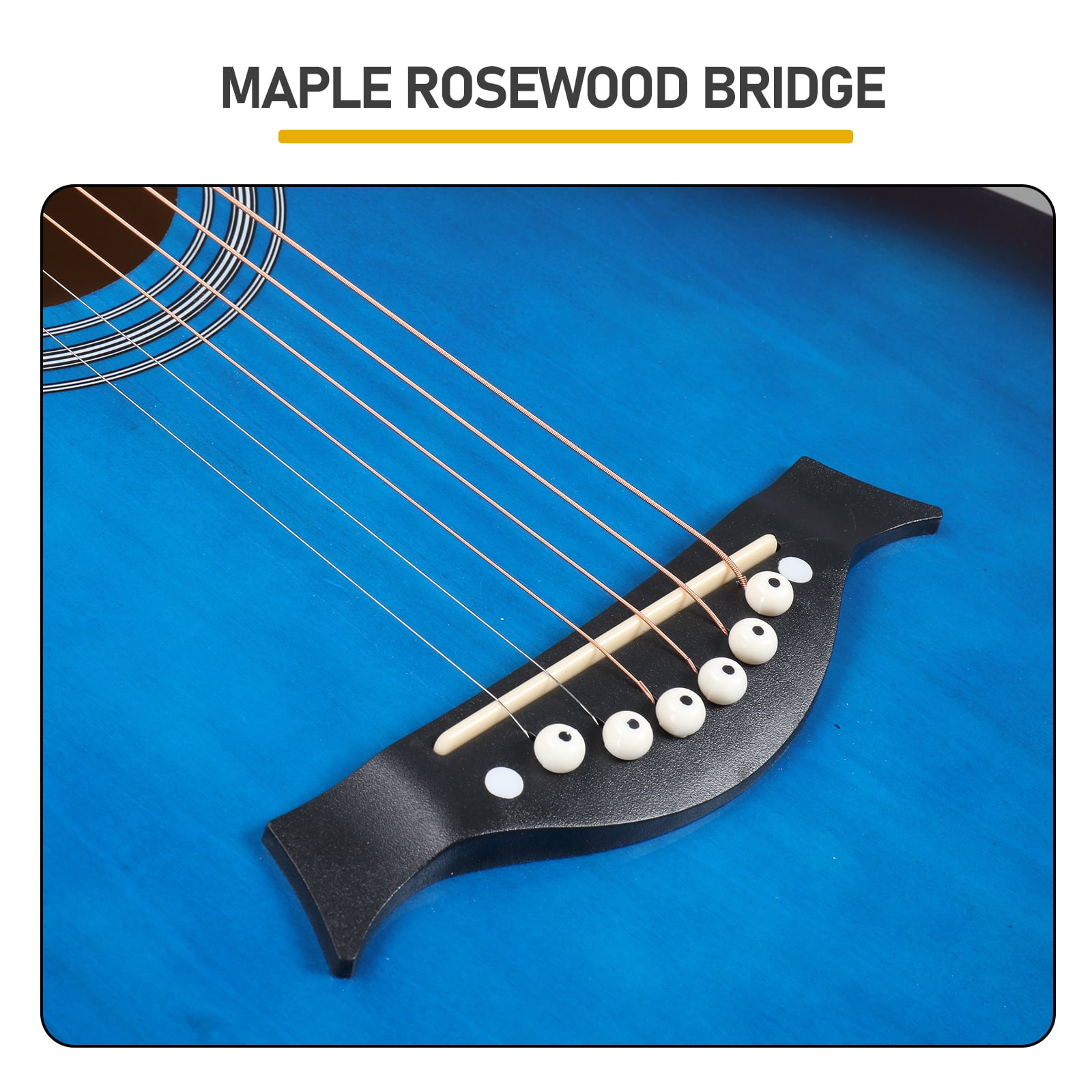 38-Inch Acoustic Guitar, JF Folk Body, Basswood Top Back and Sides, 6 Steel Strings, 21 Frets, Beginner Starter Kit with Gig Bag, Strap, Picks, Capo and Tuner